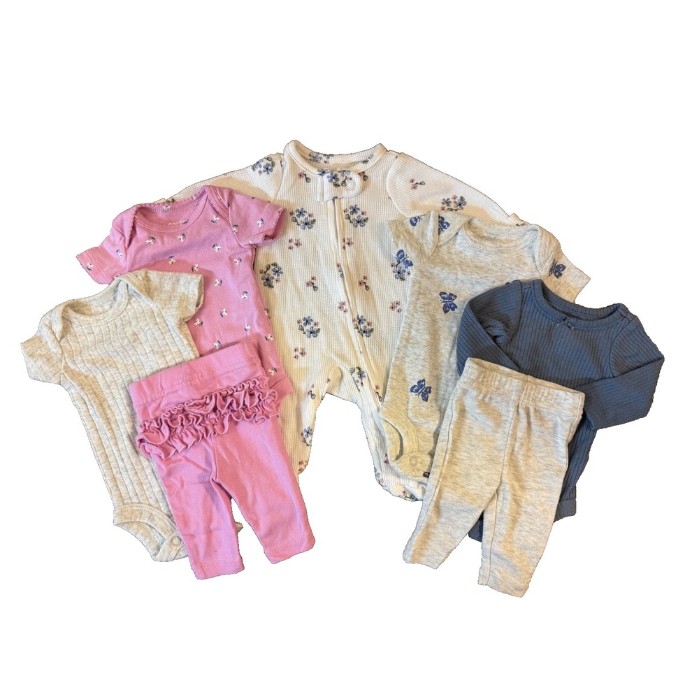 Preemie Baby Girl Outfits Lot Bodysuits Ruffled Pants Sleeper Butterfly Floral